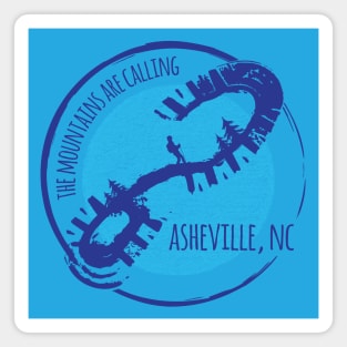 The Mountains Are Calling - Asheville, NC - Blue 27 Magnet